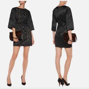 MAJE Rebecca Black Sheath 3/4 Sleeve Mini Dress French Size 3 Approx 6 M